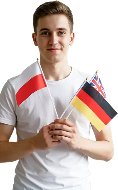 Mężczyna z flagami