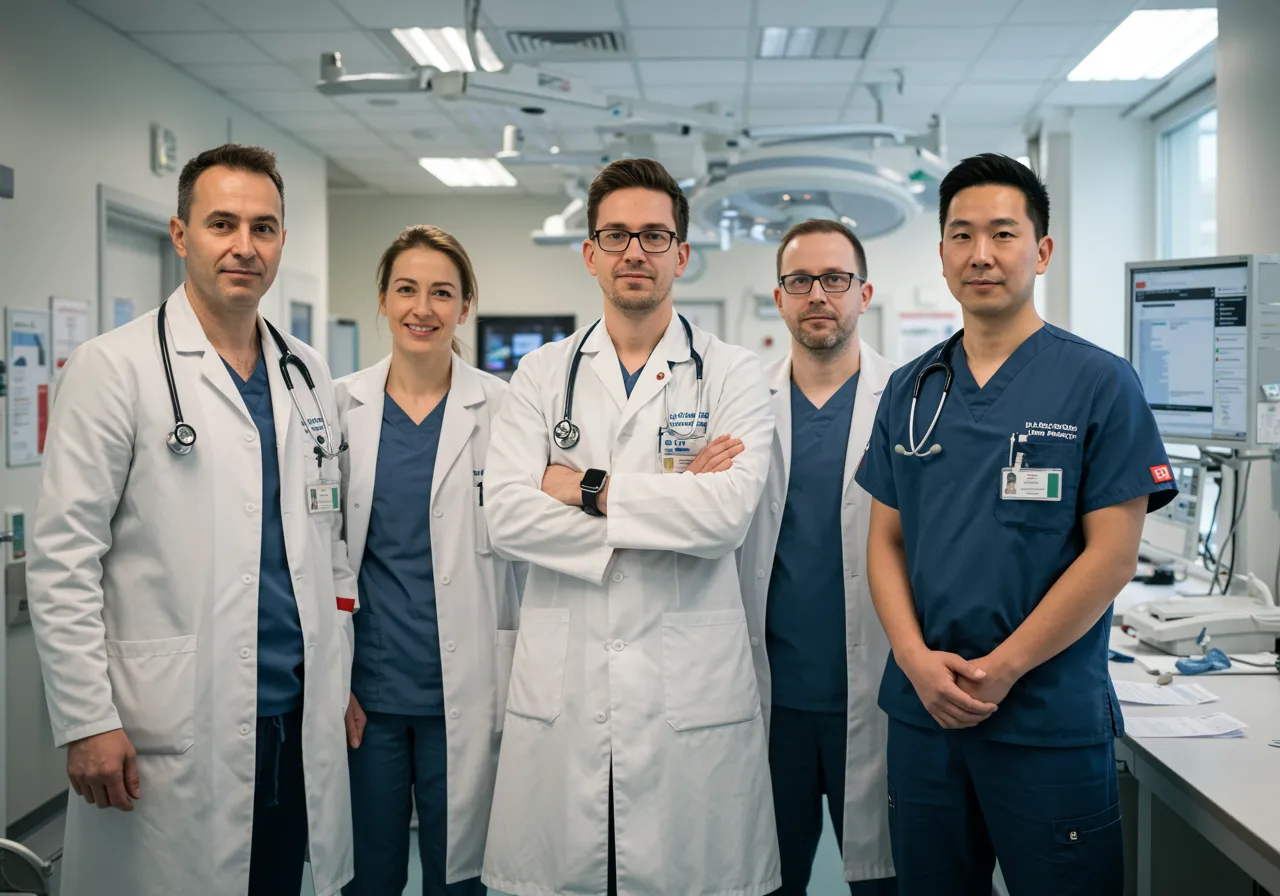 Zespół lekarzy w szpitalu w Kopenhadze. 